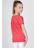 Girls\' blouse with round studs, coral NDZ8282 - Online store - Boutique